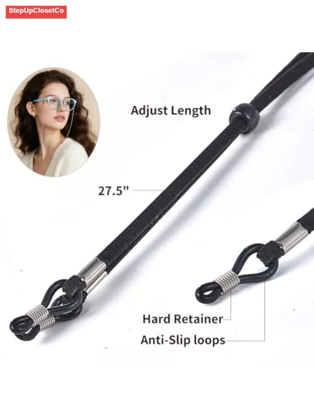 8Pcs Eyeglass Strap Eye Glasses Holders Around Neck Adjustable PU Leather